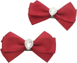 2Pcs Elegant Ribbon Bow Shoe Clips for Flats Pumps Women Wedding Party Rhinestone Shoe Clip Decoration