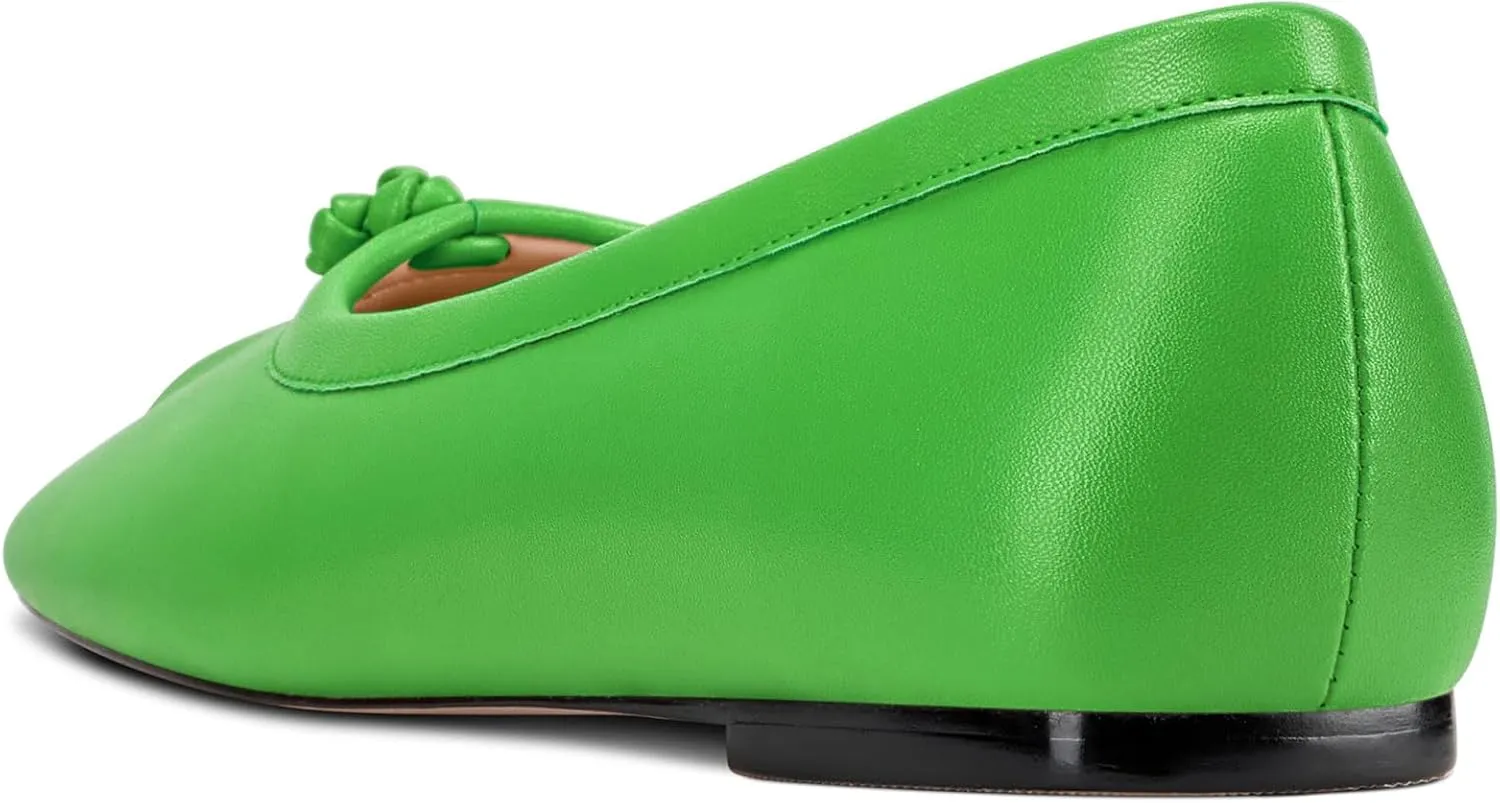 Aachcol Womens Square Toe Ballet Flats Slip-on Classic Work Flats Shoes Dress Shoes
