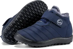 Ablanczoom Boys Girls Winter Snow Boots - Comfortable Warm Fur Lined Toddler Boot Outdoor Waterproof Slip On Walking Ankle Booties For Little Kid