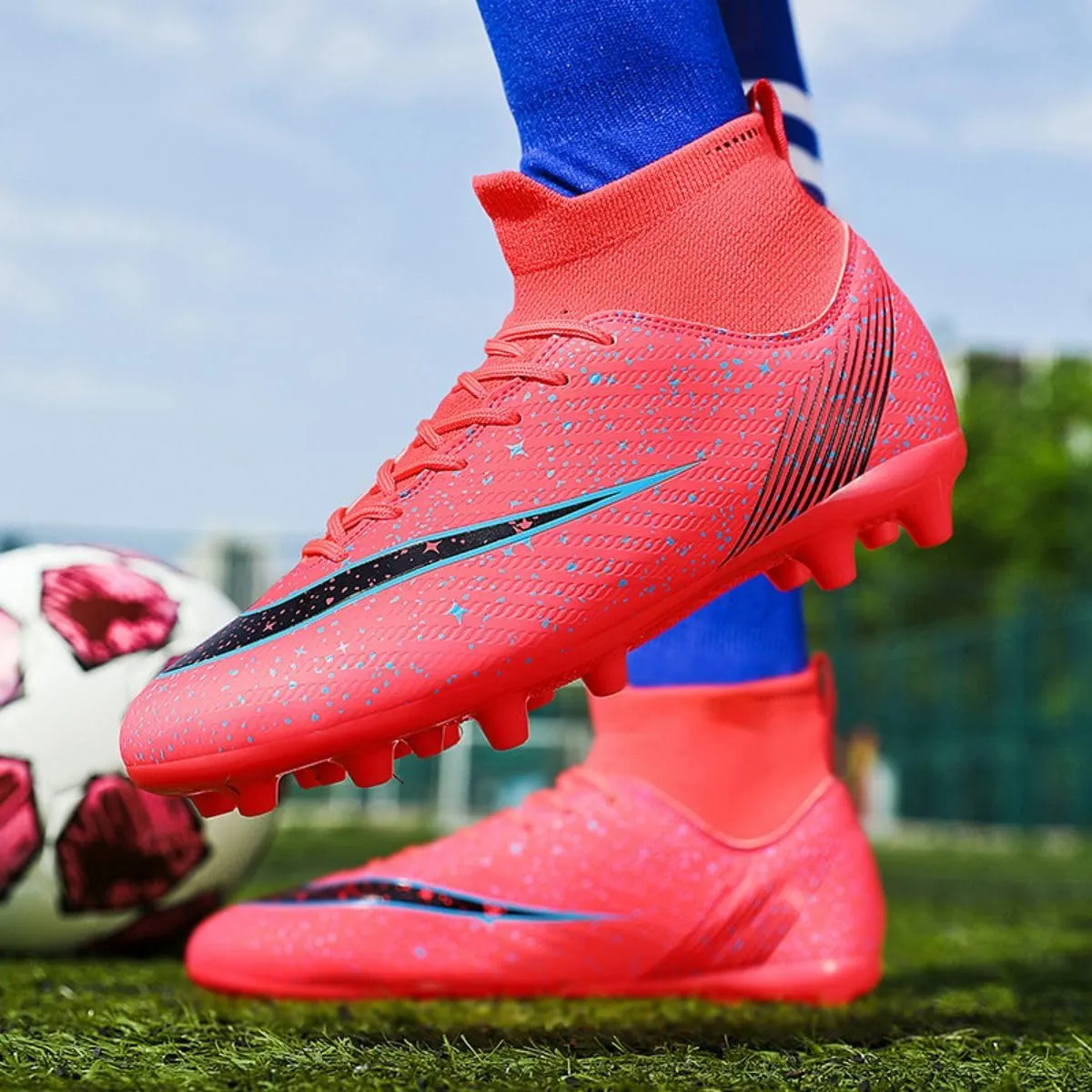 ailishabroy Mens Soccer Cleats Outdoor Spikes: Unisex Football Shoes Indoor Turf