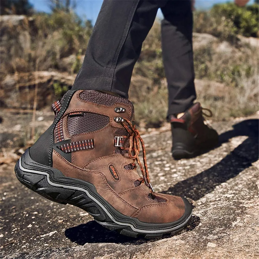 ailishbroy Men's Mid Trekking Hiking Boots Waterproof Outdoor Breathable Hike High Top Shoes Sneakers Oxfords