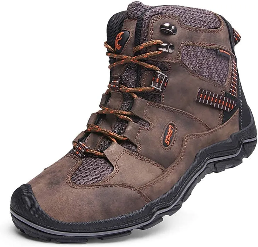 ailishbroy Men's Mid Trekking Hiking Boots Waterproof Outdoor Breathable Hike High Top Shoes Sneakers Oxfords