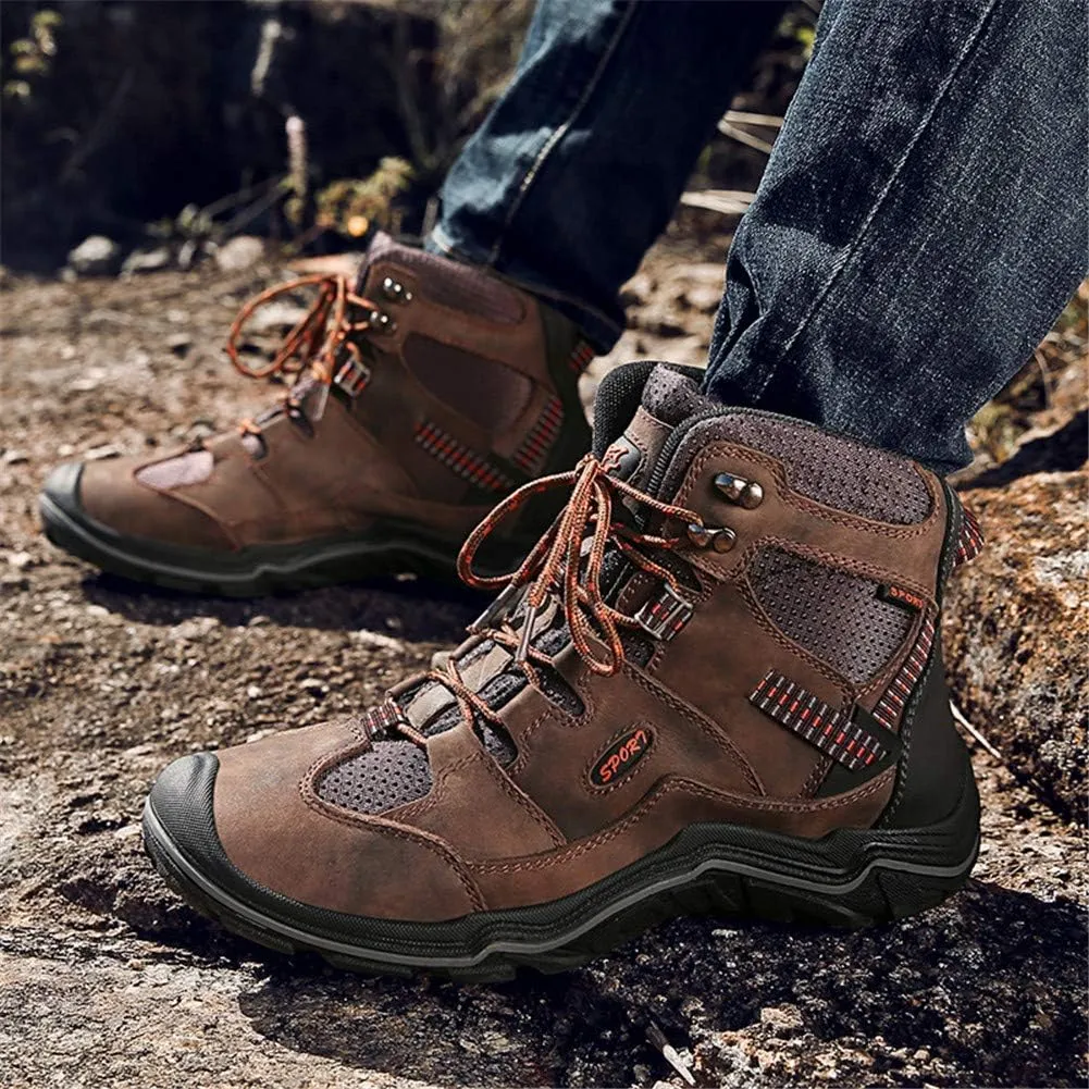 ailishbroy Men's Mid Trekking Hiking Boots Waterproof Outdoor Breathable Hike High Top Shoes Sneakers Oxfords