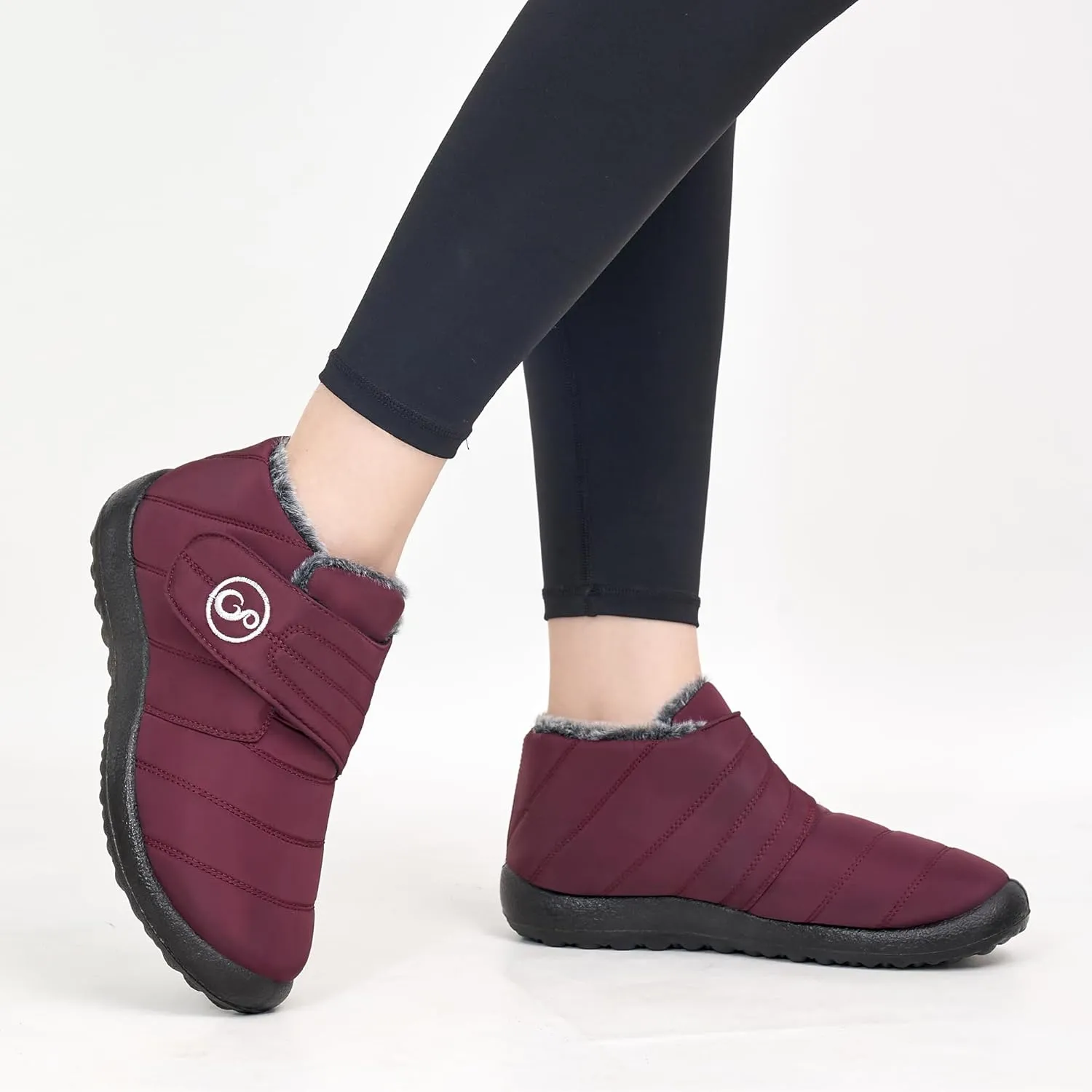 Almusen Womens Winter Snow Boots: Comfortable Warm Fur Lined Women Ankle Booties Waterproof Non Slip Hook Loop Lightweight Outdoor Short Boots