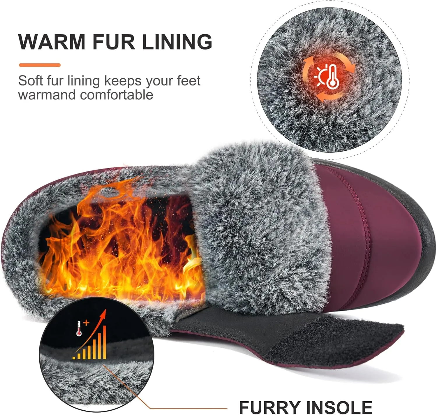Almusen Womens Winter Snow Boots: Comfortable Warm Fur Lined Women Ankle Booties Waterproof Non Slip Hook Loop Lightweight Outdoor Short Boots
