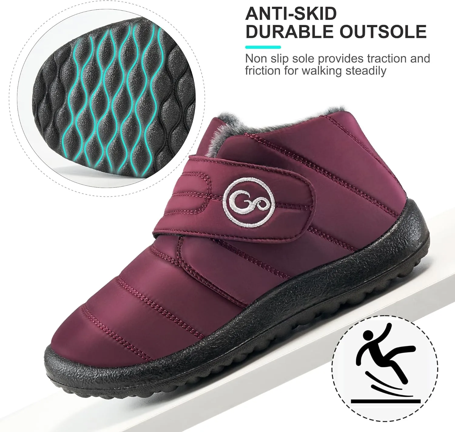 Almusen Womens Winter Snow Boots: Comfortable Warm Fur Lined Women Ankle Booties Waterproof Non Slip Hook Loop Lightweight Outdoor Short Boots