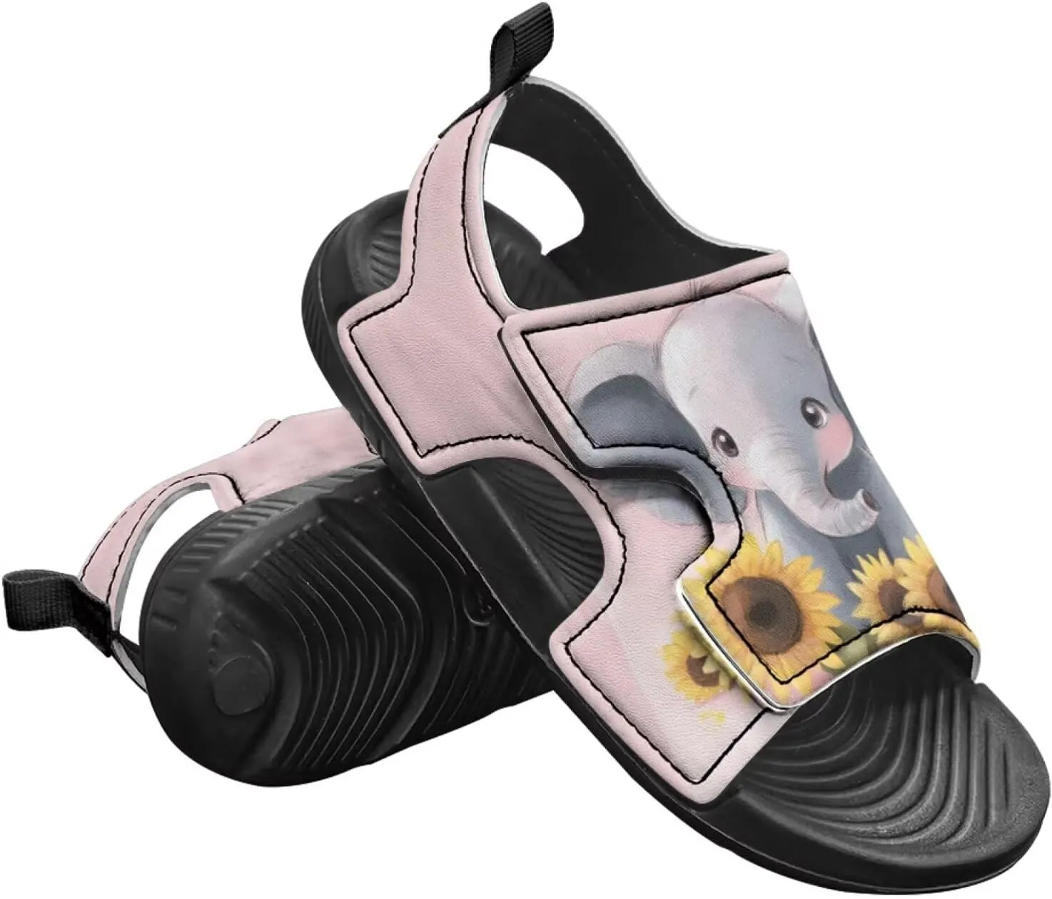 Animal Soft Footbed Sandals Kids Sunflower Adjustable Straps Slide Sandal Breathable Slip on Open Toe Slippers