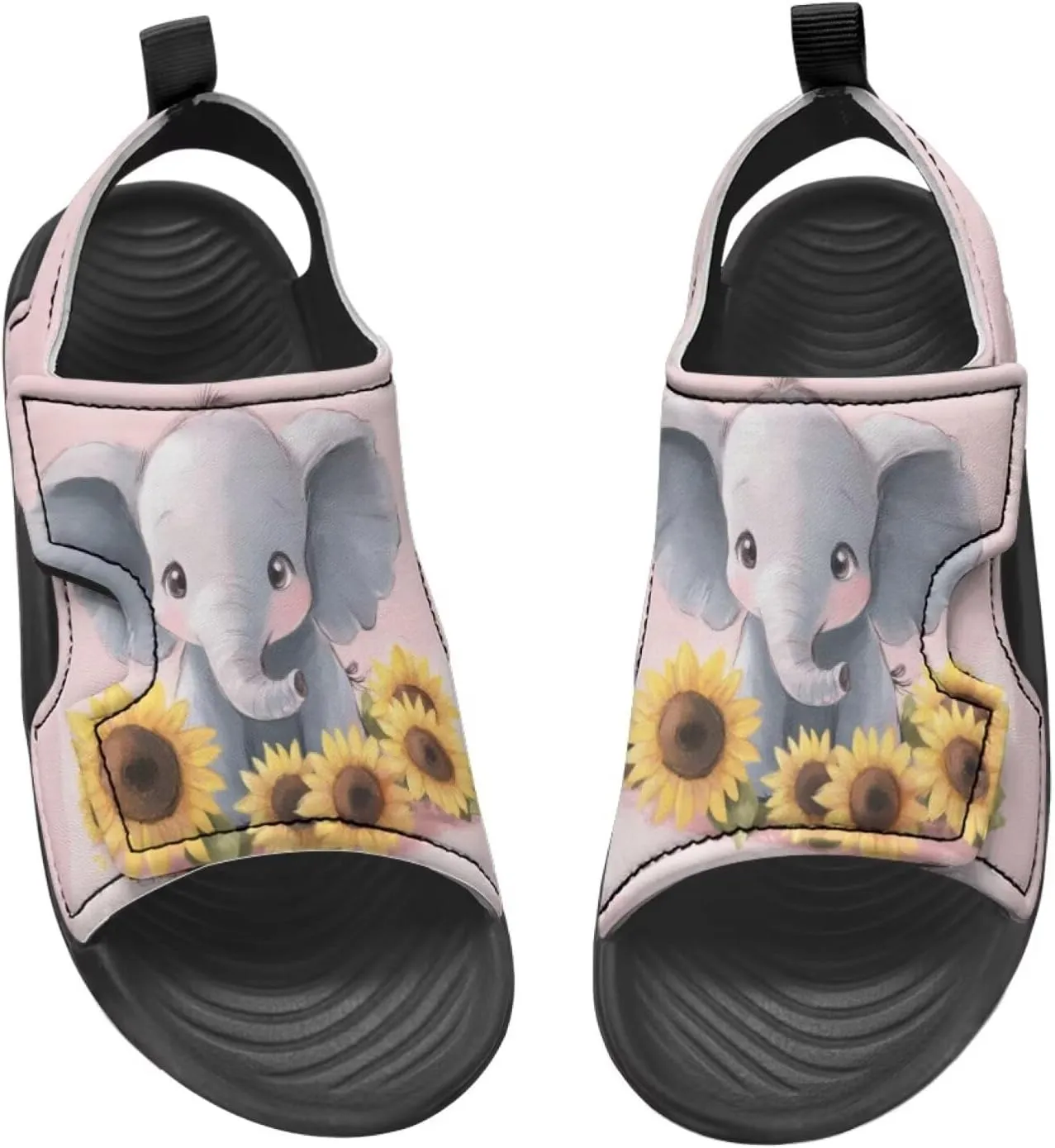 Animal Soft Footbed Sandals Kids Sunflower Adjustable Straps Slide Sandal Breathable Slip on Open Toe Slippers