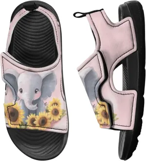 Animal Soft Footbed Sandals Kids Sunflower Adjustable Straps Slide Sandal Breathable Slip on Open Toe Slippers