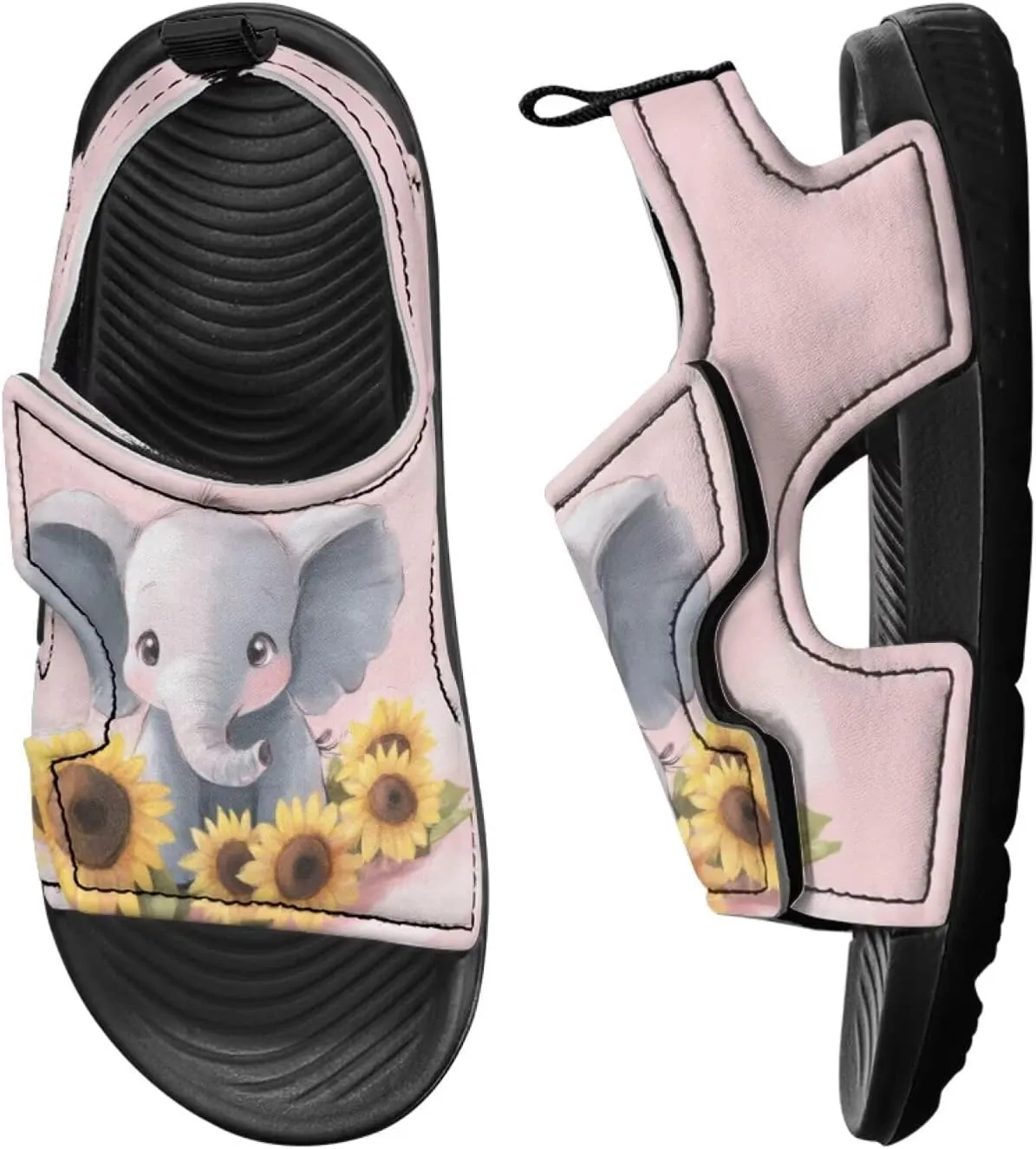 Animal Soft Footbed Sandals Kids Sunflower Adjustable Straps Slide Sandal Breathable Slip on Open Toe Slippers