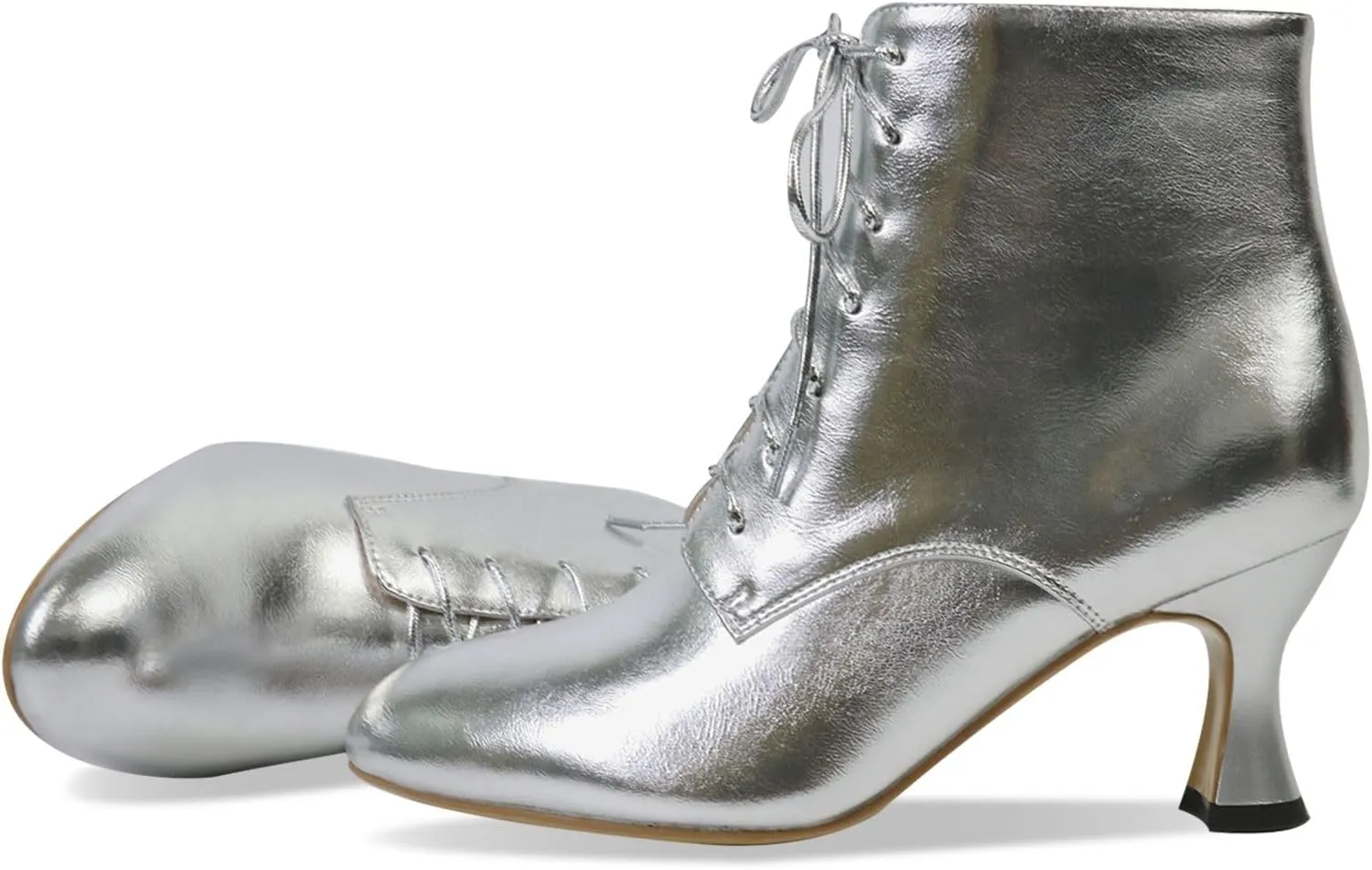 Ankle Boots for Women High Heel Pointed Toe Ankle Boots Lace up Side Zipper Kitten Heels