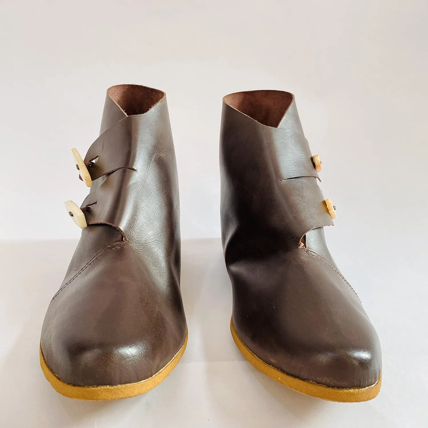 AnNafi® Viking Shoes | Roman Boot Double Toggle Boots | Medieval Viking SCA LARP Renaissance Fairs &Cosplay Footware BROWN (SIZE 14)