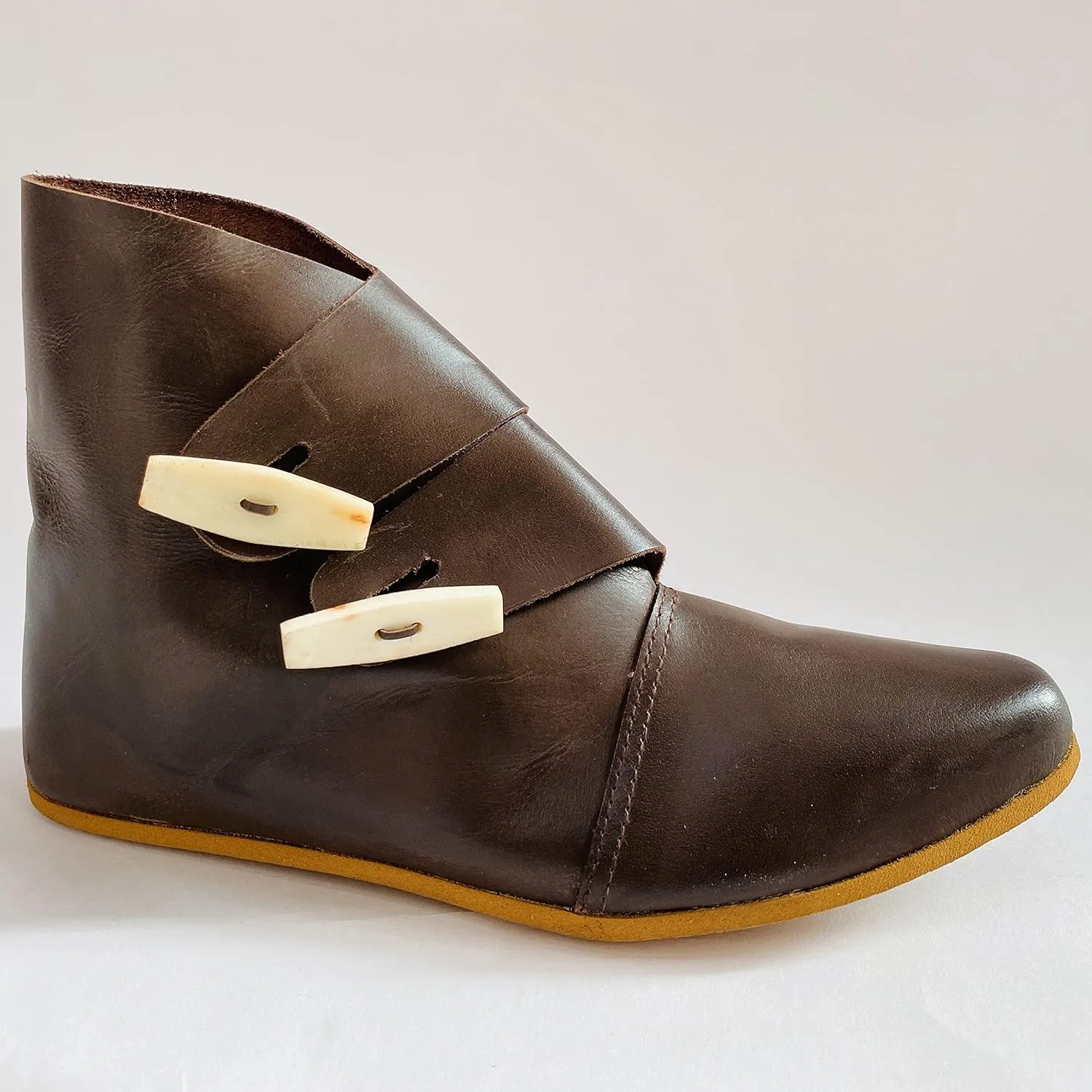 AnNafi® Viking Shoes | Roman Boot Double Toggle Boots | Medieval Viking SCA LARP Renaissance Fairs &Cosplay Footware BROWN (SIZE 14)