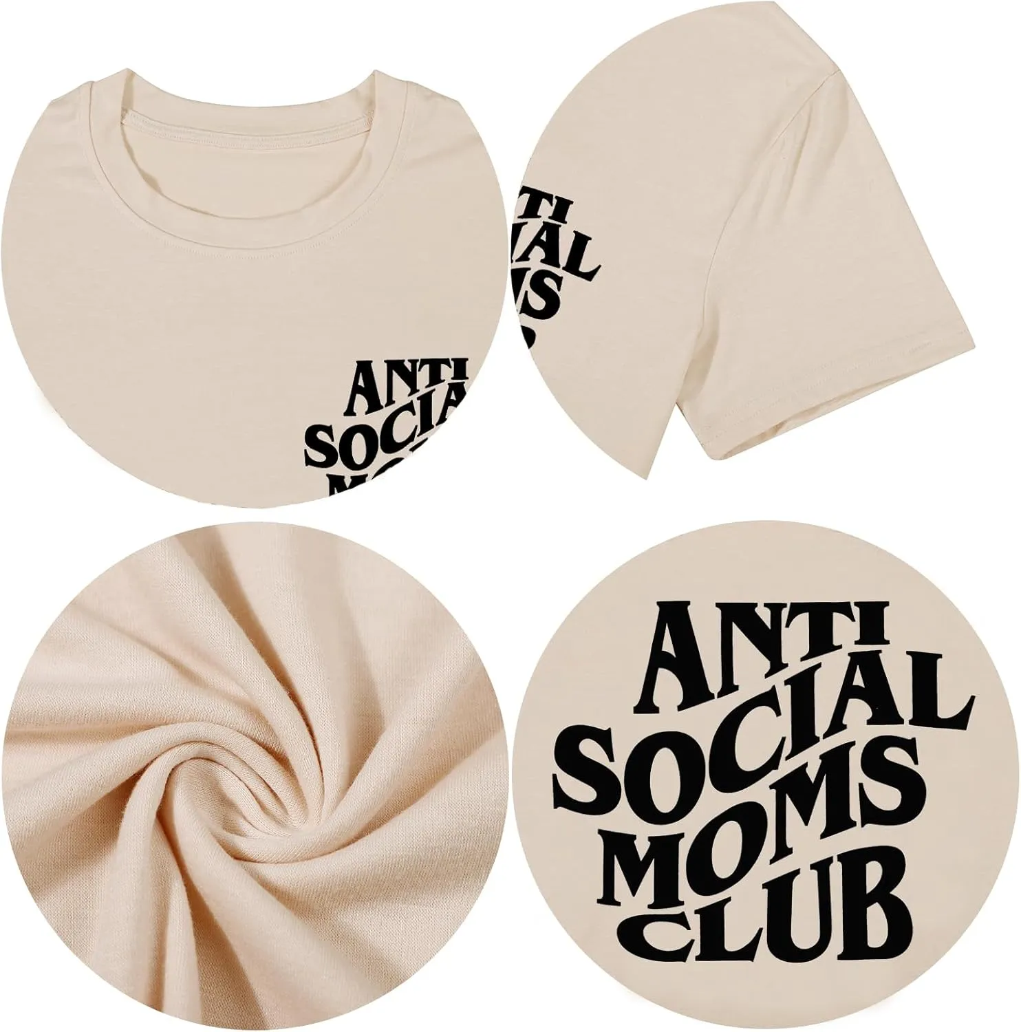 Anti Social Moms Club Shirt Women Mama Letter Print T-Shirt Casual Short Sleeve Mom Life Tee Tops