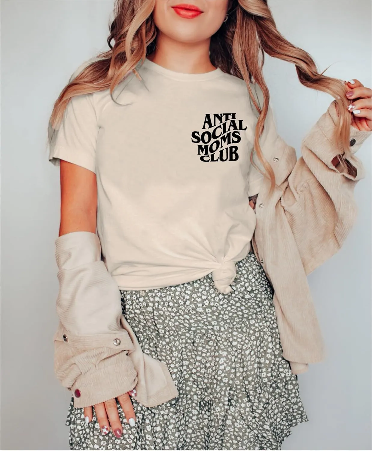 Anti Social Moms Club Shirt Women Mama Letter Print T-Shirt Casual Short Sleeve Mom Life Tee Tops