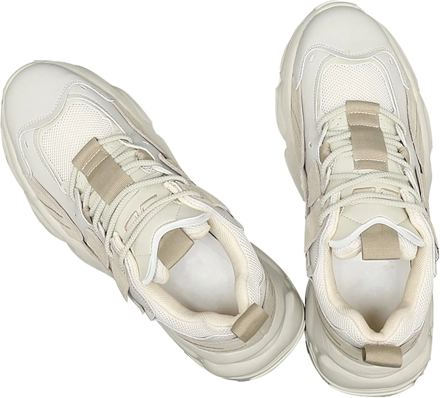 ANUFER Mens PU   Mesh Sport Shoes Fashion Chunky Sneakers Height Increasing Trainers Shoes