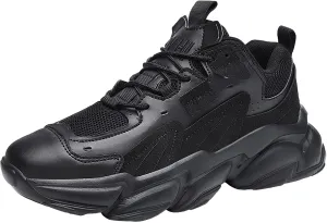 ANUFER Mens PU   Mesh Sport Shoes Fashion Chunky Sneakers Height Increasing Trainers Shoes