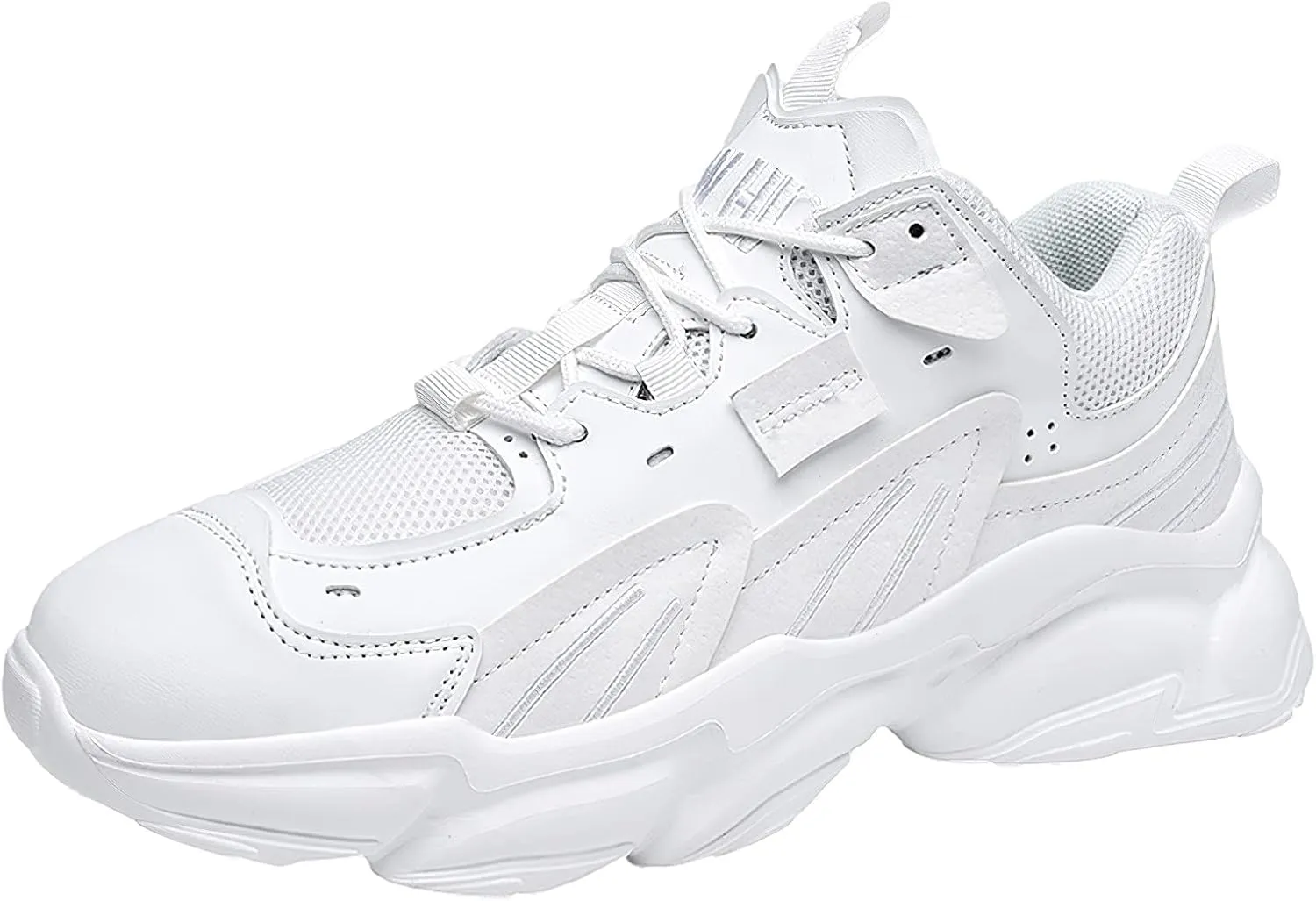 ANUFER Mens PU   Mesh Sport Shoes Fashion Chunky Sneakers Height Increasing Trainers Shoes