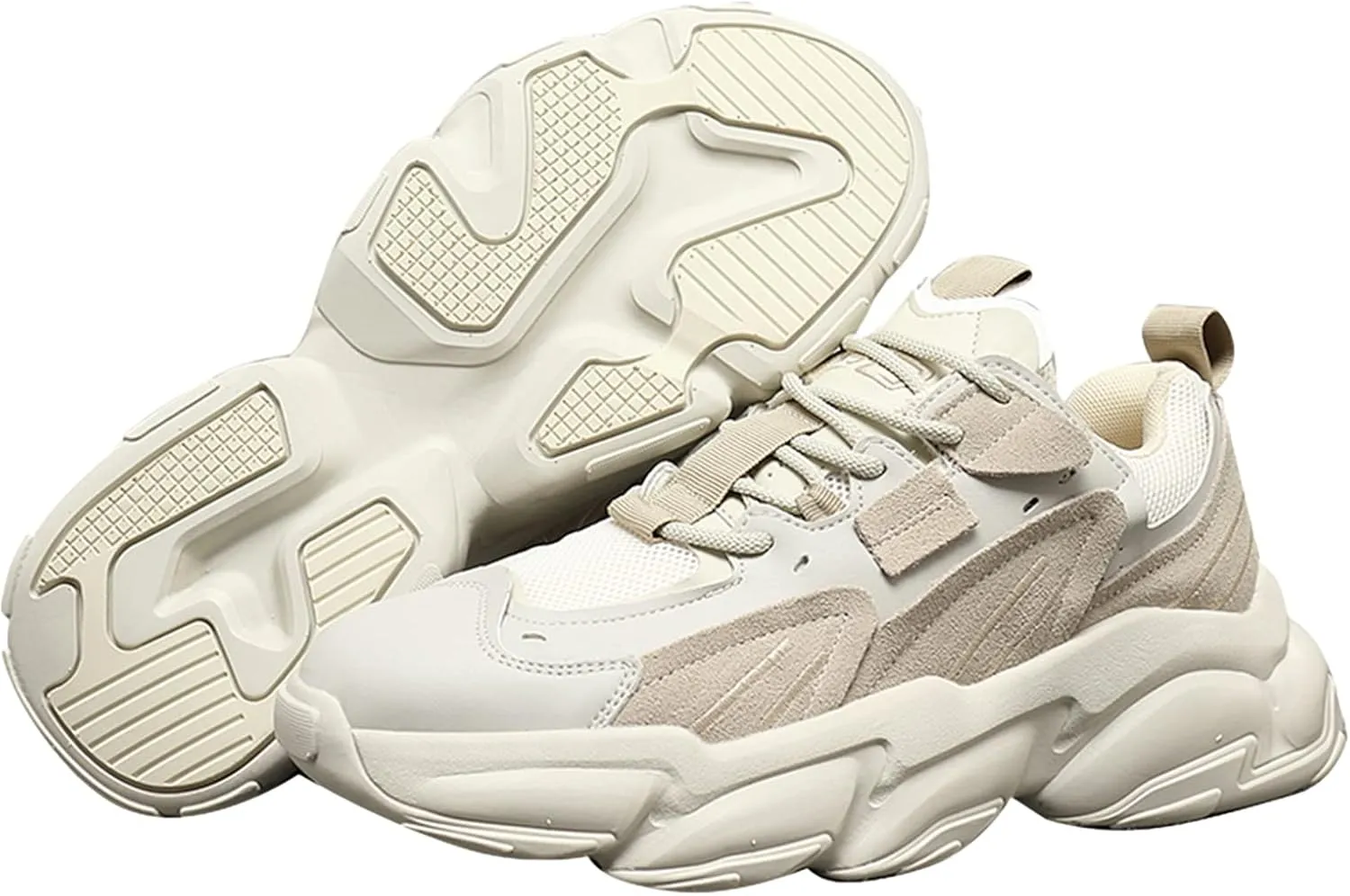 ANUFER Mens PU   Mesh Sport Shoes Fashion Chunky Sneakers Height Increasing Trainers Shoes