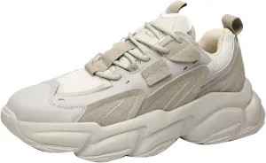 ANUFER Mens PU   Mesh Sport Shoes Fashion Chunky Sneakers Height Increasing Trainers Shoes