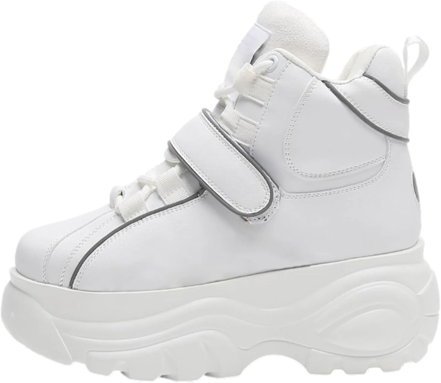 ANUFER Women's Goth Punk High/Low Top Platform Chunky Sneakers Lace Up Wedgel Heel Dad Shoes