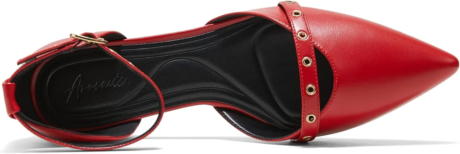 Arromic Pointed Toe Flats for Women Ankle Strap D'Orsay Fashion Comfortable Dressy Shoes