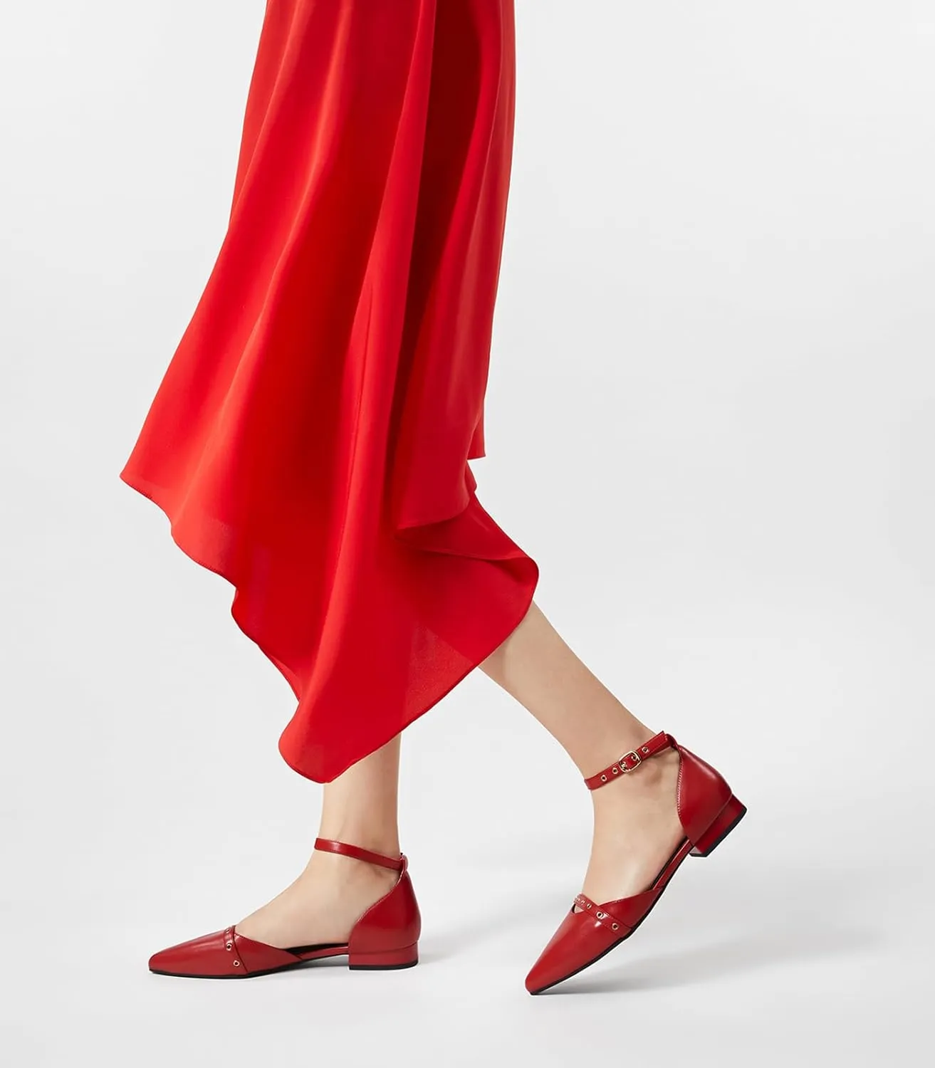 Arromic Pointed Toe Flats for Women Ankle Strap D'Orsay Fashion Comfortable Dressy Shoes