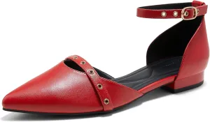 Arromic Pointed Toe Flats for Women Ankle Strap D'Orsay Fashion Comfortable Dressy Shoes