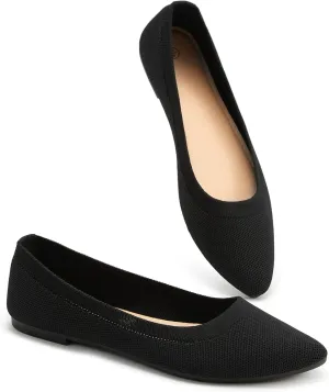 BABUDOG Women's Mesh Flats Shoes Pointed-Toe Dress Shoes for Women Black Flats Shoes Comfortable Memory Foam Flats Shoes