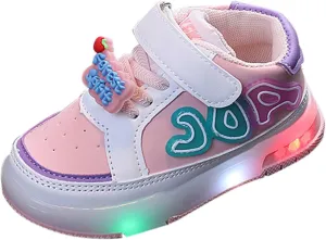 Baby Girls Boys Light Up Sneakers Summer Spring Breathable Mesh Sports Workout Chunky Heel for Toddler Infant