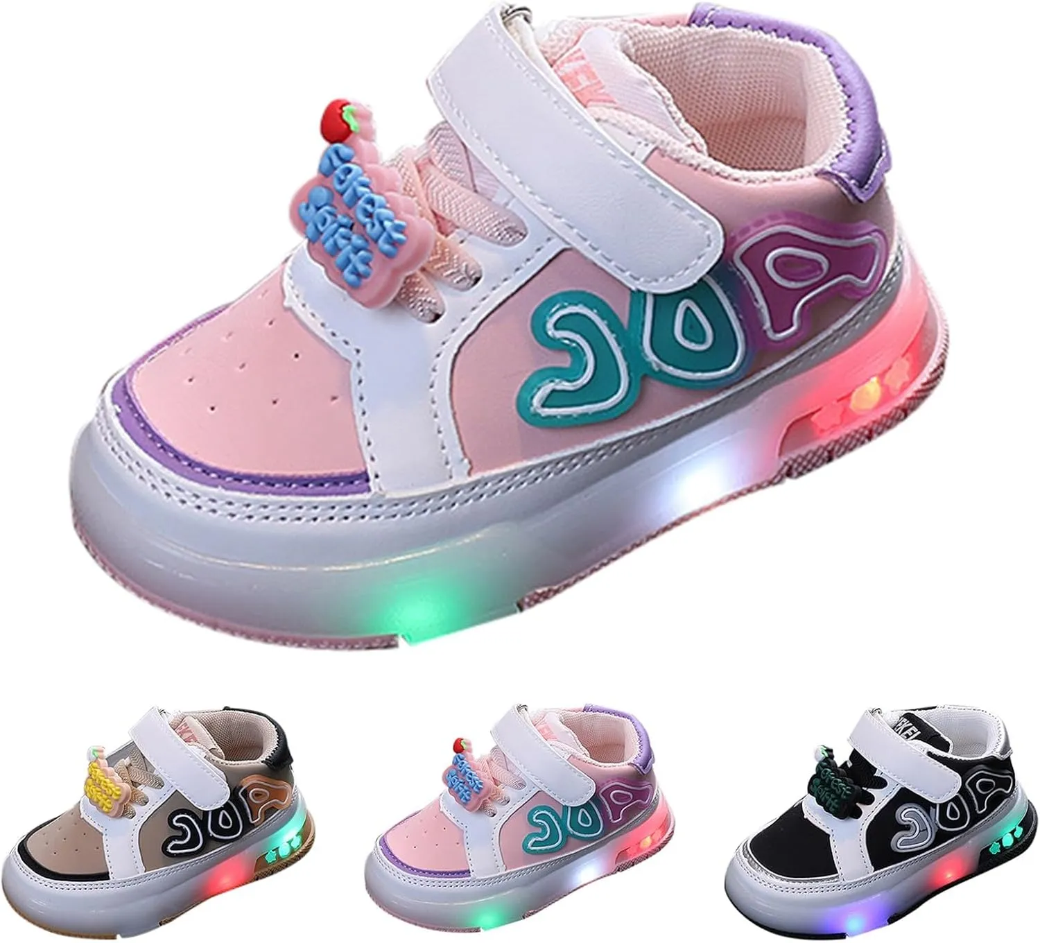 Baby Girls Boys Light Up Sneakers Summer Spring Breathable Mesh Sports Workout Chunky Heel for Toddler Infant