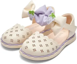 Balabala Toddler Girls Flats Sandals Bow Little Girls Princess Dress Shoes for School Party Wedding