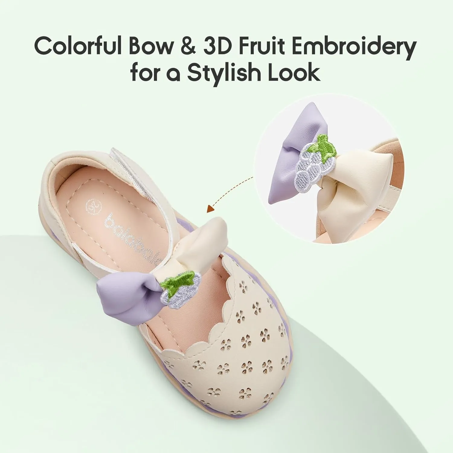 Balabala Toddler Girls Flats Sandals Bow Little Girls Princess Dress Shoes for School Party Wedding