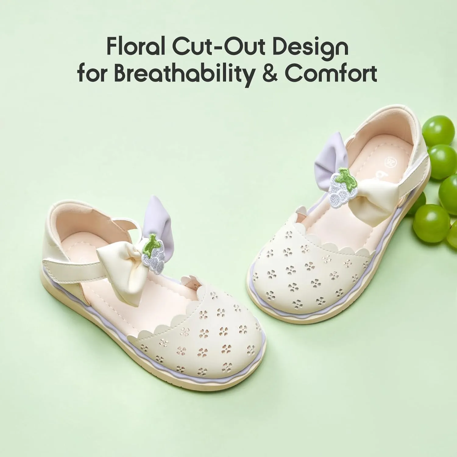 Balabala Toddler Girls Flats Sandals Bow Little Girls Princess Dress Shoes for School Party Wedding