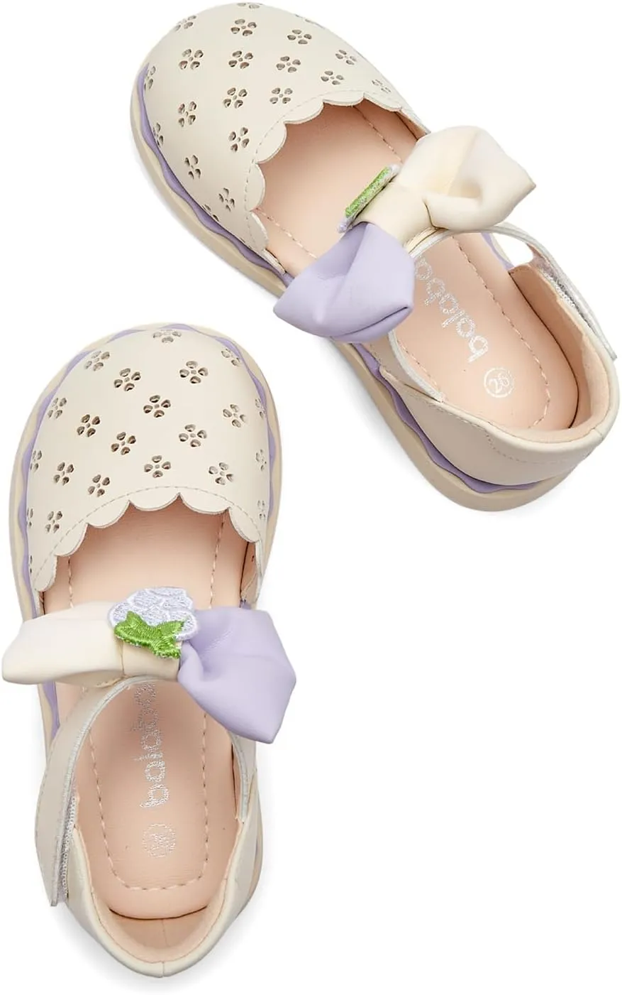 Balabala Toddler Girls Flats Sandals Bow Little Girls Princess Dress Shoes for School Party Wedding