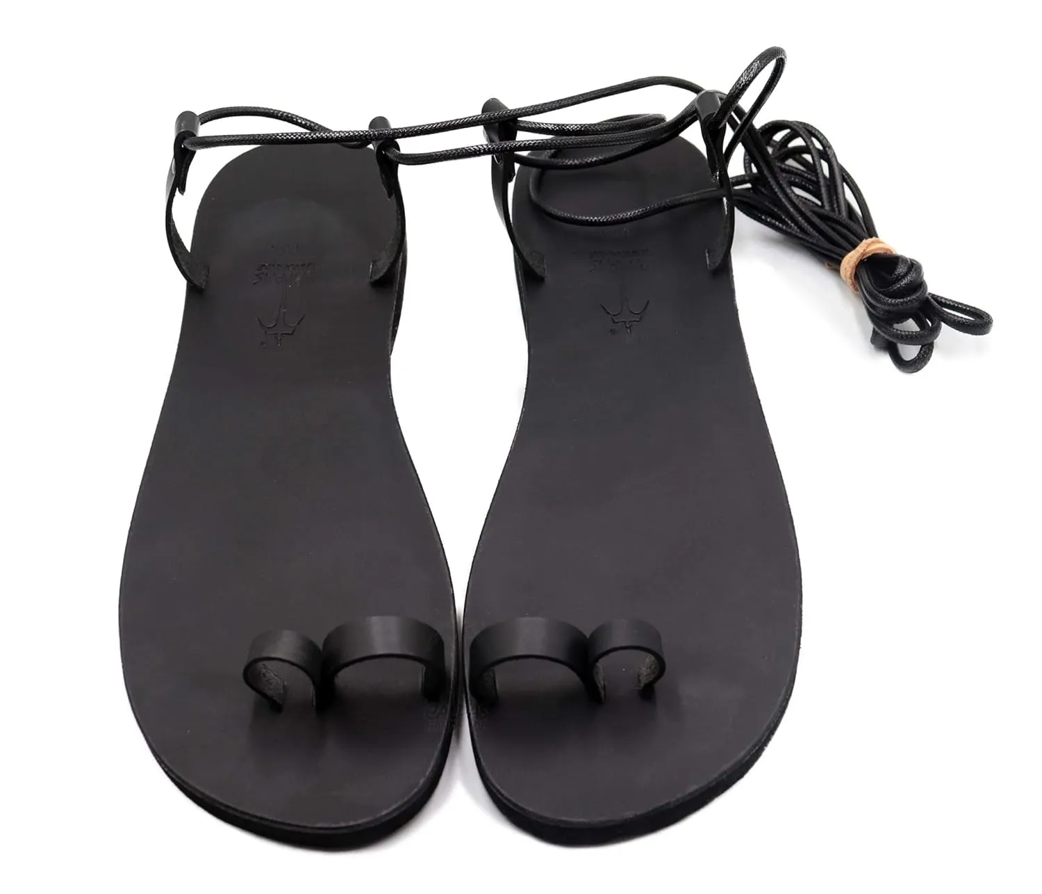 Barefoot Men Leather Sandals, Double Toe Ring, Sexy Gay Sandals, Greek Leather Sandals - INDIGO