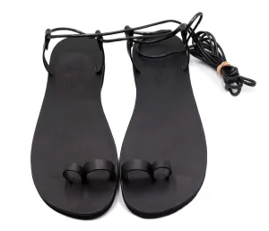 Barefoot Men Leather Sandals, Double Toe Ring, Sexy Gay Sandals, Greek Leather Sandals - INDIGO
