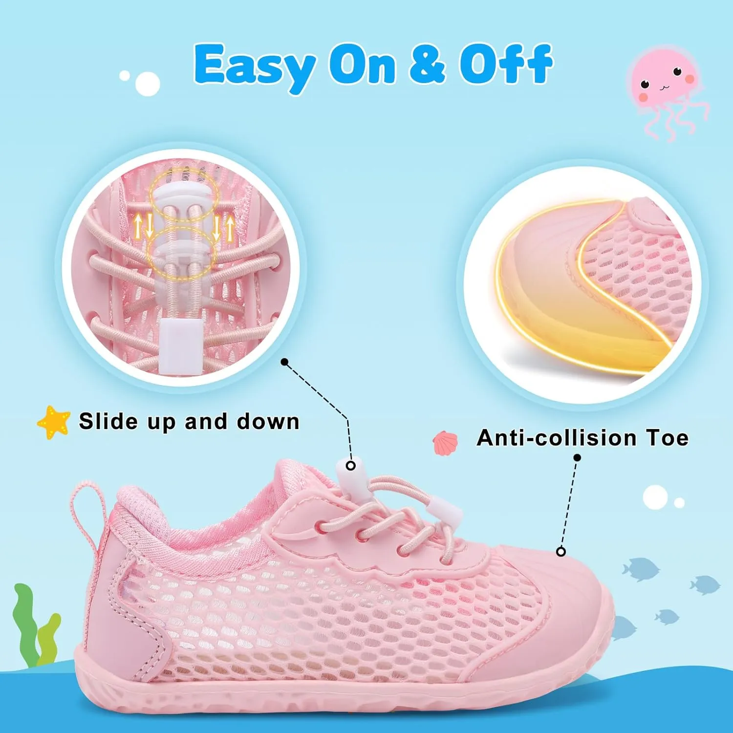 BARERUN Toddler Water Shoes Barefoot Kids Water Shoes Boys Girls Aqua Socks Quick-Dry Breathable Toddler Sandals Slip on Indoor Outdoor Walking Shoes for Beach Swim Pool