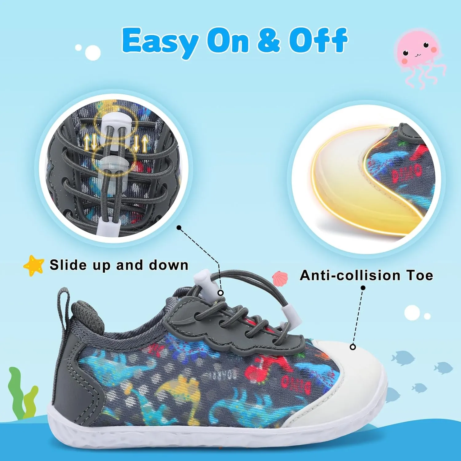 BARERUN Toddler Water Shoes Barefoot Kids Water Shoes Boys Girls Aqua Socks Quick-Dry Breathable Toddler Sandals Slip on Indoor Outdoor Walking Shoes for Beach Swim Pool