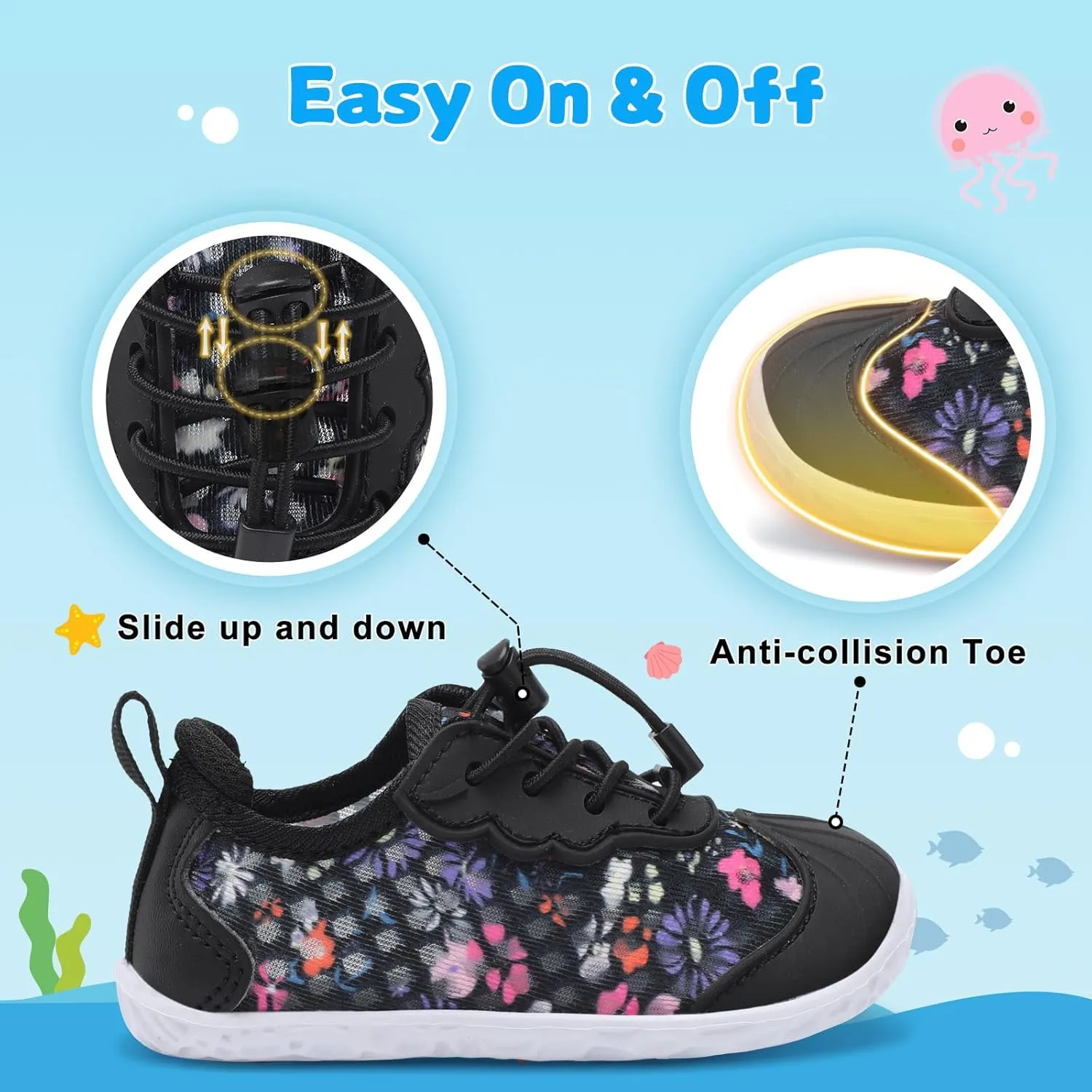 BARERUN Toddler Water Shoes Barefoot Kids Water Shoes Boys Girls Aqua Socks Quick-Dry Breathable Toddler Sandals Slip on Indoor Outdoor Walking Shoes for Beach Swim Pool