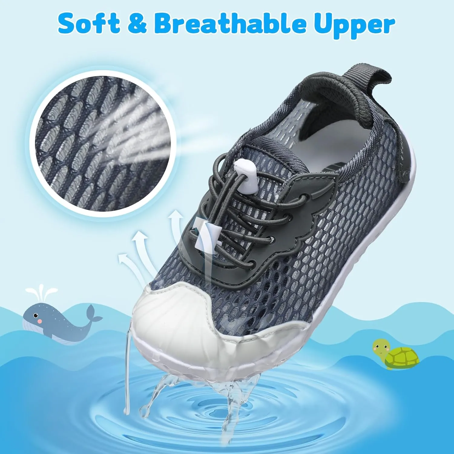 BARERUN Toddler Water Shoes Barefoot Kids Water Shoes Boys Girls Aqua Socks Quick-Dry Breathable Toddler Sandals Slip on Indoor Outdoor Walking Shoes for Beach Swim Pool