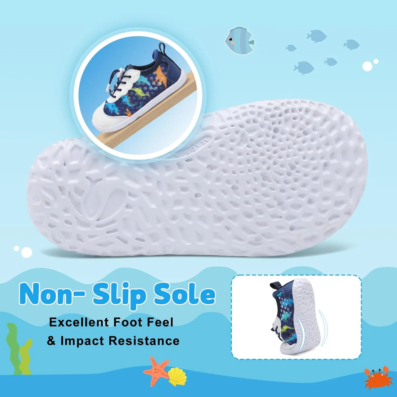 BARERUN Toddler Water Shoes Barefoot Kids Water Shoes Boys Girls Aqua Socks Quick-Dry Breathable Toddler Sandals Slip on Indoor Outdoor Walking Shoes for Beach Swim Pool