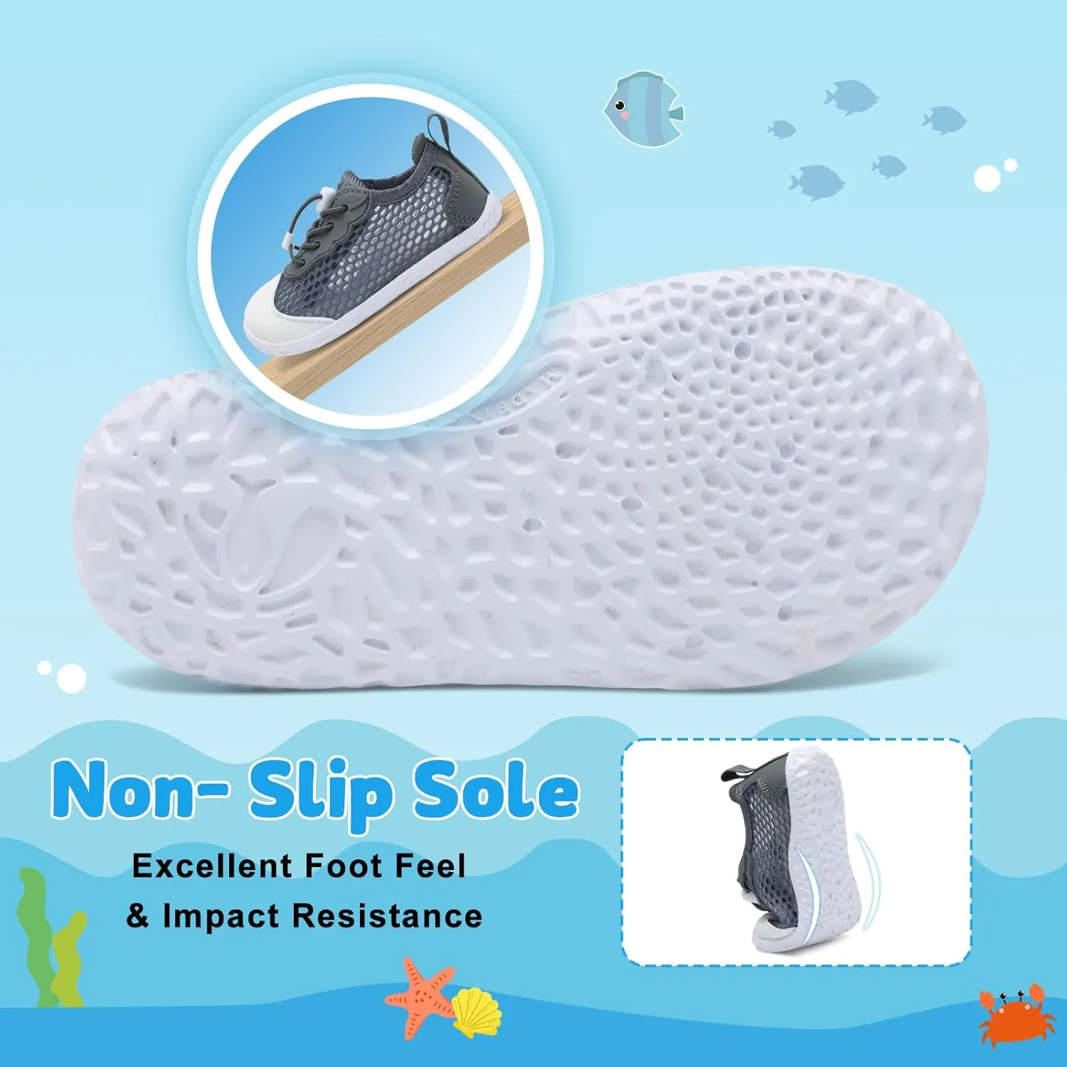 BARERUN Toddler Water Shoes Barefoot Kids Water Shoes Boys Girls Aqua Socks Quick-Dry Breathable Toddler Sandals Slip on Indoor Outdoor Walking Shoes for Beach Swim Pool