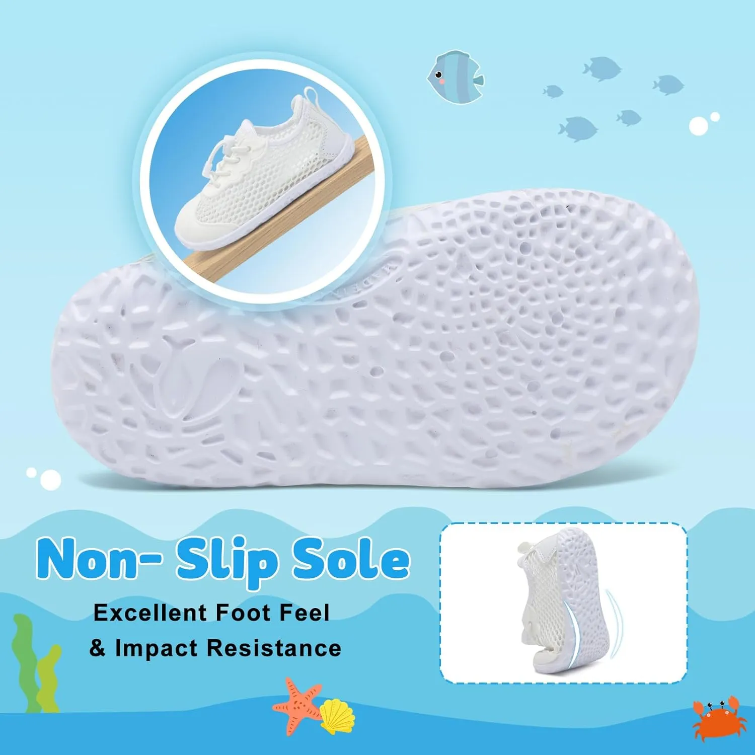 BARERUN Toddler Water Shoes Barefoot Kids Water Shoes Boys Girls Aqua Socks Quick-Dry Breathable Toddler Sandals Slip on Indoor Outdoor Walking Shoes for Beach Swim Pool