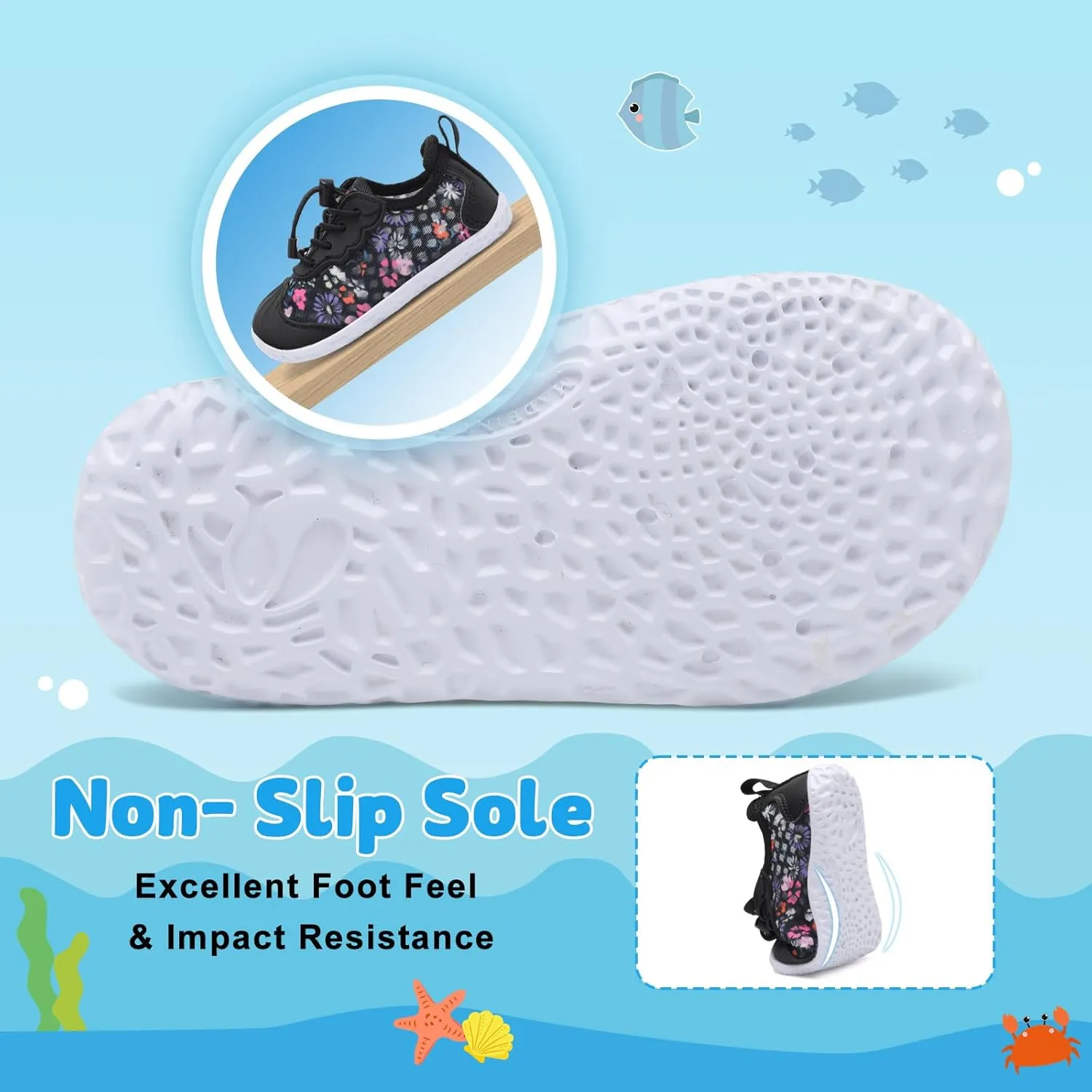 BARERUN Toddler Water Shoes Barefoot Kids Water Shoes Boys Girls Aqua Socks Quick-Dry Breathable Toddler Sandals Slip on Indoor Outdoor Walking Shoes for Beach Swim Pool