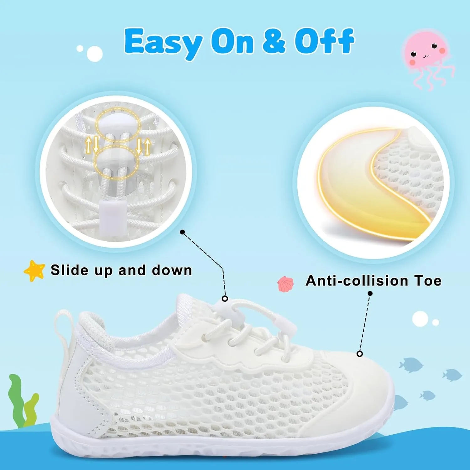 BARERUN Toddler Water Shoes Barefoot Kids Water Shoes Boys Girls Aqua Socks Quick-Dry Breathable Toddler Sandals Slip on Indoor Outdoor Walking Shoes for Beach Swim Pool