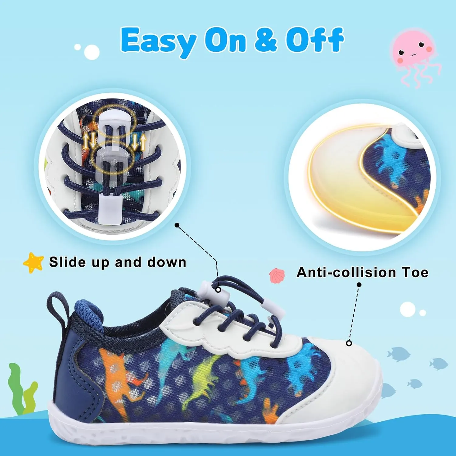 BARERUN Toddler Water Shoes Barefoot Kids Water Shoes Boys Girls Aqua Socks Quick-Dry Breathable Toddler Sandals Slip on Indoor Outdoor Walking Shoes for Beach Swim Pool