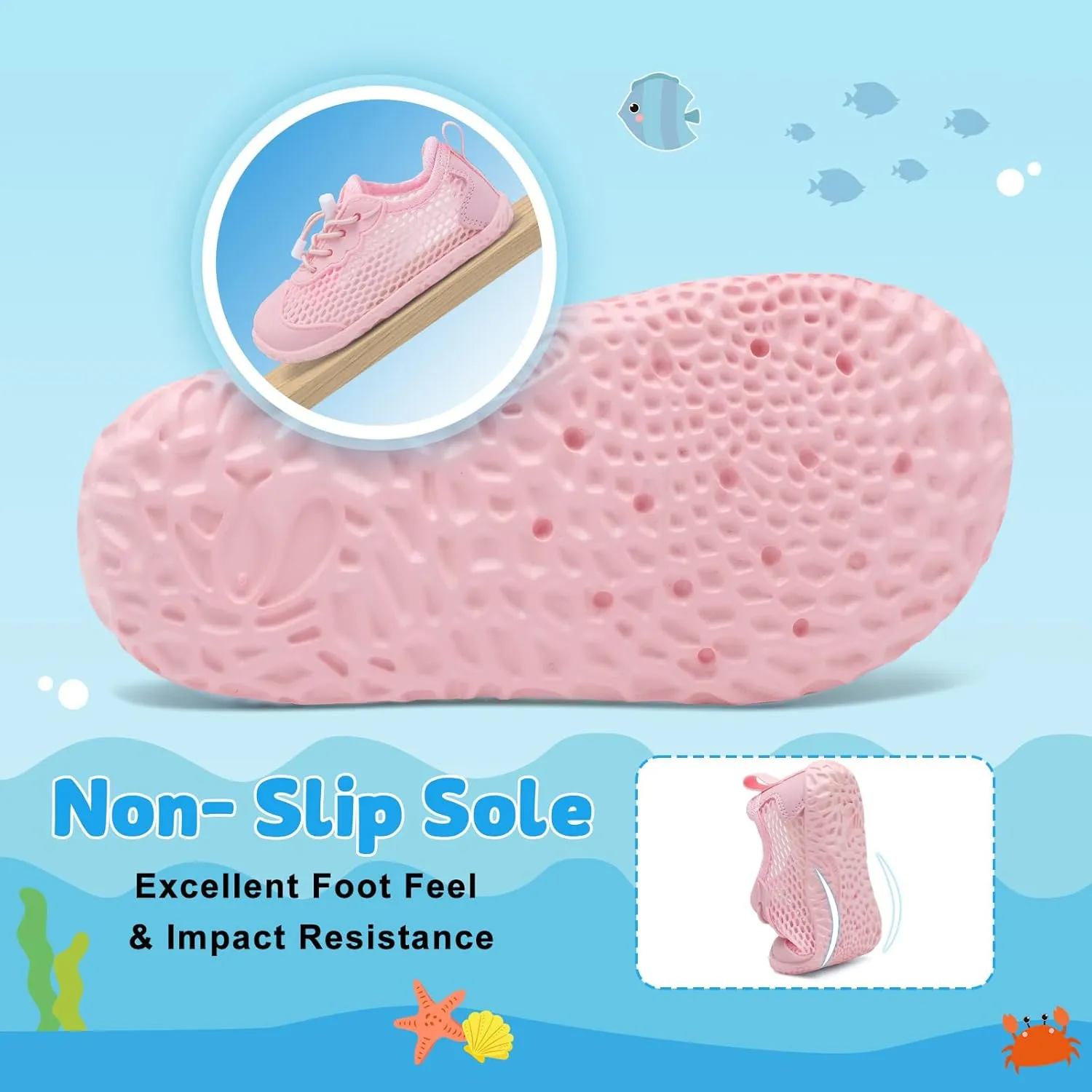 BARERUN Toddler Water Shoes Barefoot Kids Water Shoes Boys Girls Aqua Socks Quick-Dry Breathable Toddler Sandals Slip on Indoor Outdoor Walking Shoes for Beach Swim Pool