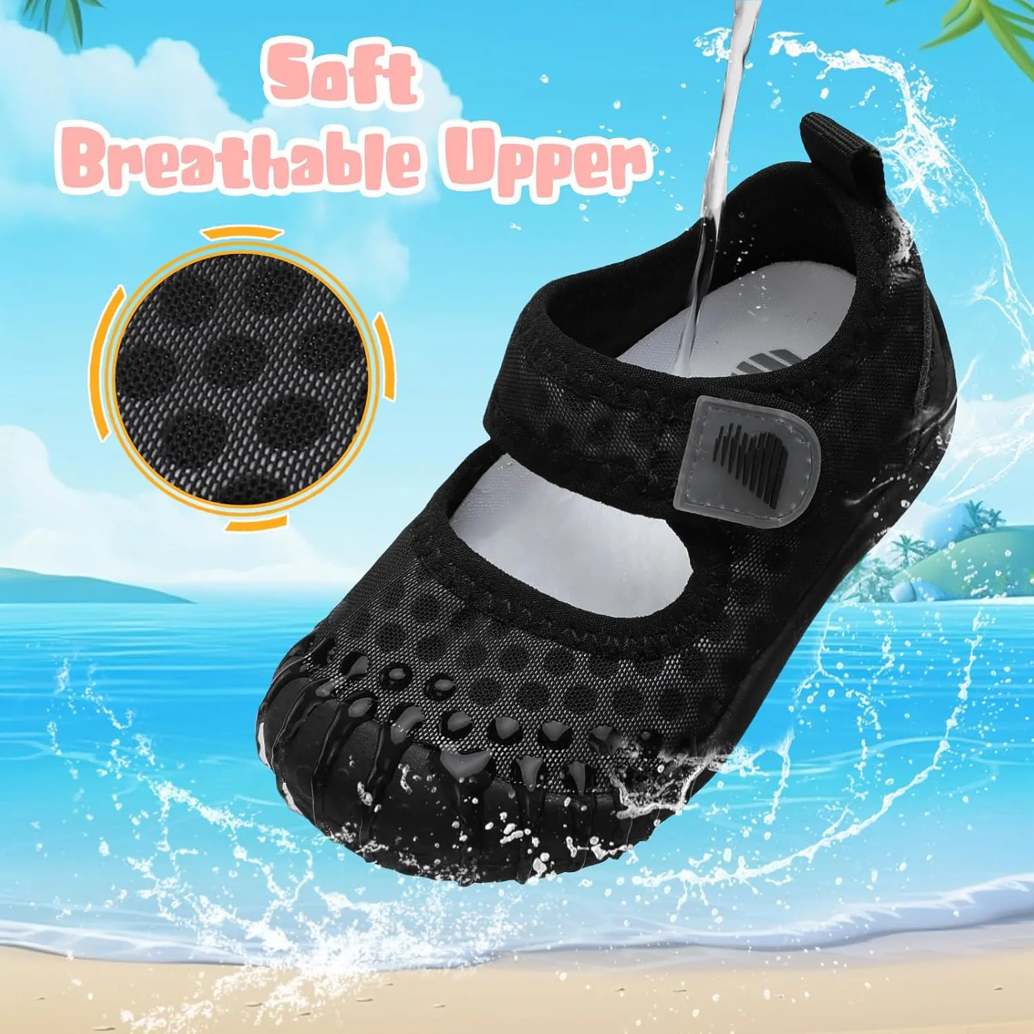 BARERUN Toddler Water Shoes Barefoot Water Shoes for Kids Baby Wide Aqua Socks with Arch Support Quick-Dry Breathable Boys Girls Sandals Walking Shoes for Beach Swim Pool Shoes