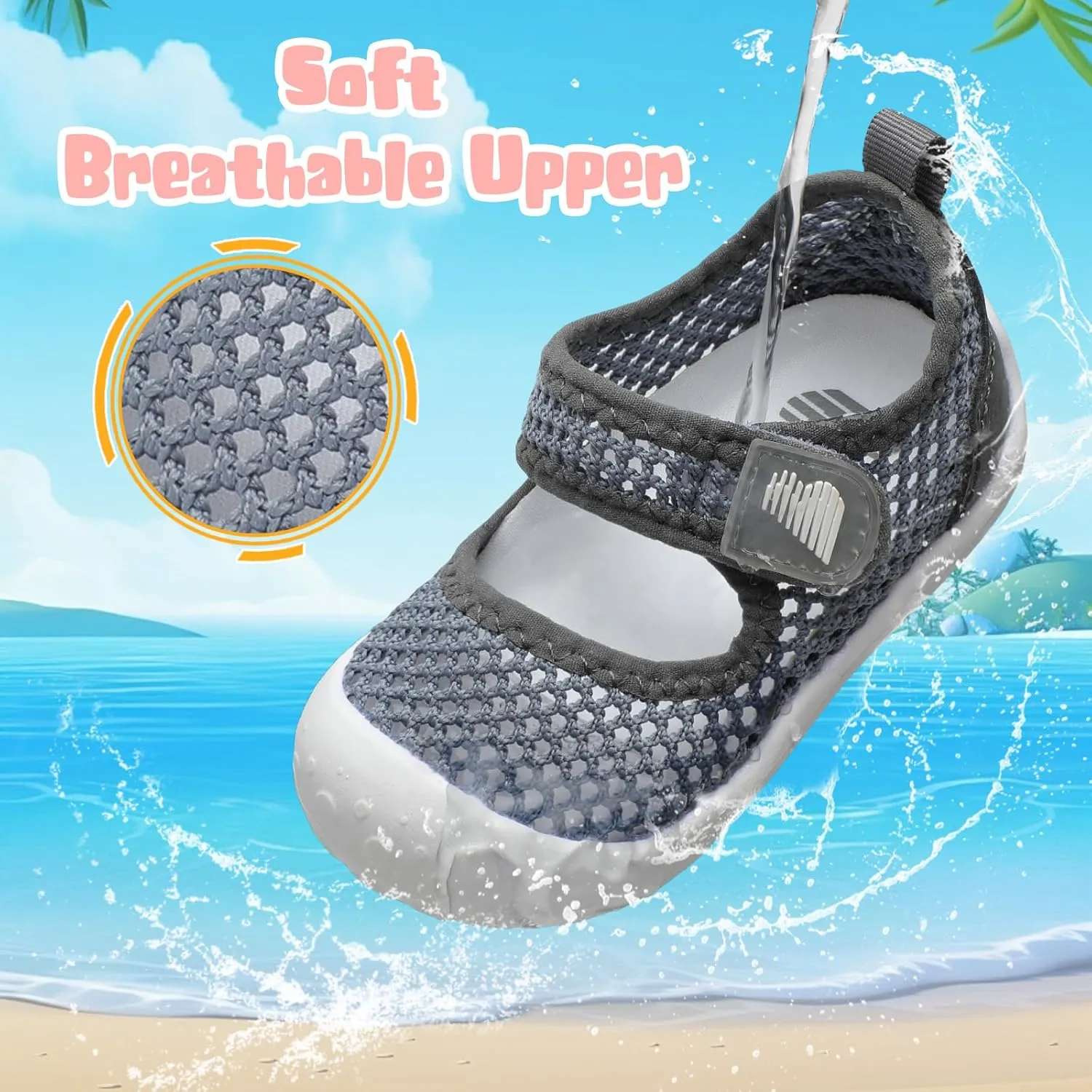 BARERUN Toddler Water Shoes Barefoot Water Shoes for Kids Baby Wide Aqua Socks with Arch Support Quick-Dry Breathable Boys Girls Sandals Walking Shoes for Beach Swim Pool Shoes